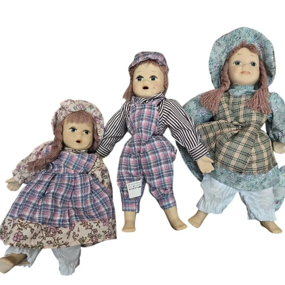 Americana Collection‎ Hand Painted Porcelain Children Dolls Lot 9 Vintage Style